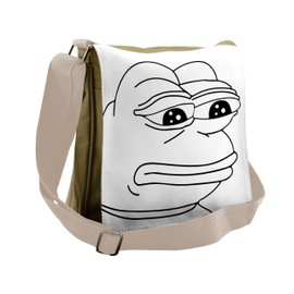 Ambesonne Humor Messenger Bag, Crying Frog Meme Cartoon, Unisex Cross-body