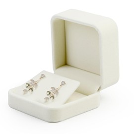 QTMMC Velvet Earring Box Elegant Earring Box Presentation Earring Case Jewelry Stud Gift Box for Valentine's Day Wedding Anniversary Birthday Mothers Day (White)