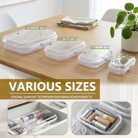 Diravo 3 piezas de funda rígida transparente con cremallera, bolsas transparentes con cremallera, bolsa de aseo rígida para viajes, estuche de almacen
