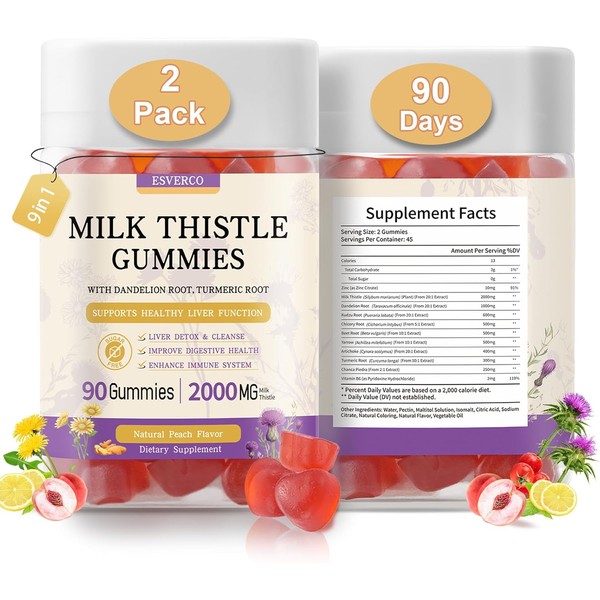 Milk Thistle Gummies with 2000MG Extract, Liver Health Support Gummies,
