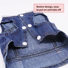 SILD Pet Clothes Dog Jeans Jacket Cool Blue Denim Coat Small Medium Dogs Lapel Vests Classic Hoodies Puppy Blue Vintage Washed Clothes (Grey,XXL)