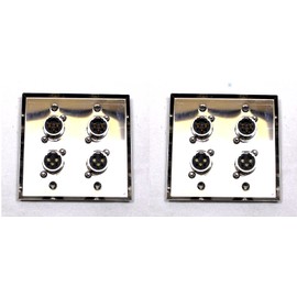 (2) Two Four XLR Double Wall Plates w/Neutrik 2 Male + 2 Female Stainless Steel