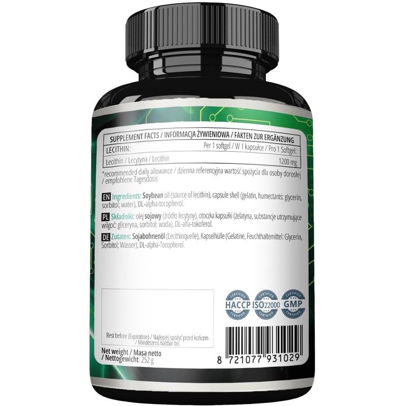 Lecithin 1200mg with Vitamin E - 180 Softgel Capsules -