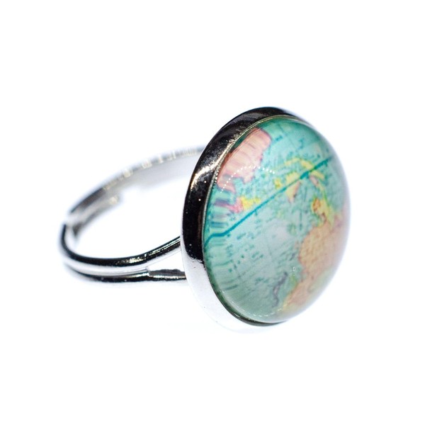 Miniblings Cabochon Ring Globe World Map World Map Geography Space