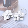 TseenYi Large Pearl Flower Earrings Silver Metal Floral Earrings Big