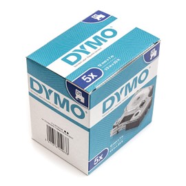 Dymo D1-Standard-Kennzeichnungsband 45013 (S0720530) 12 mm x 7 m, schwarz auf weiß, 5 Stück