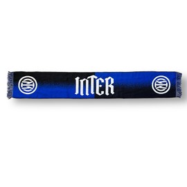 Inter Gothic Limited Edition Jacquard Logo Scarf, Acrylic, Unisex Adult, Black/Blue/White, One Size