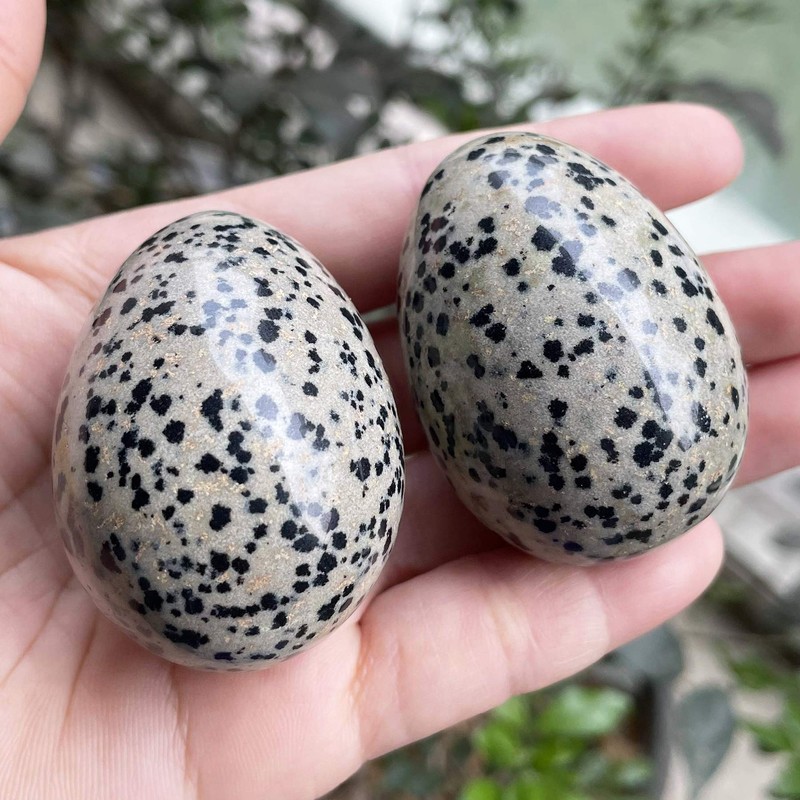 Fekuar Stone Egg Figurine, Polished Healing Crystal Easter Eggs Sphere
