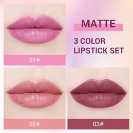 CAKAILA 3 Pcs Nude Lipstick Matte Sets,Light to Dark Velvet Lipstick for Women Long Lasting Waterproof 24 Hours Lip Stick Lip Stain Makeup Gift Sets,labiales mate 24 horas originales