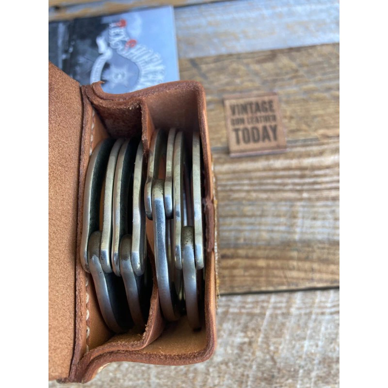 Tex Shoemaker 204C Brown Basketweave Leather Double 2 Cuff Case