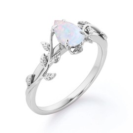 Luyona Opal Rings Sterling Silver Wedding Rings for Women, White Opal Engagement Promise Band Ring Anniversary Promise Rings for Her with Free Engraving-7-Size9