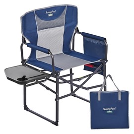 SUNNYFEEL Oversized Camping Directors Chair, Portable Folding Lawn Chairs for Adults Heavy Duty with Side Table,Pocket for Beach, Fishing,Picnic,Concert,Tailgating, Outdoor Foldable Camp Chair