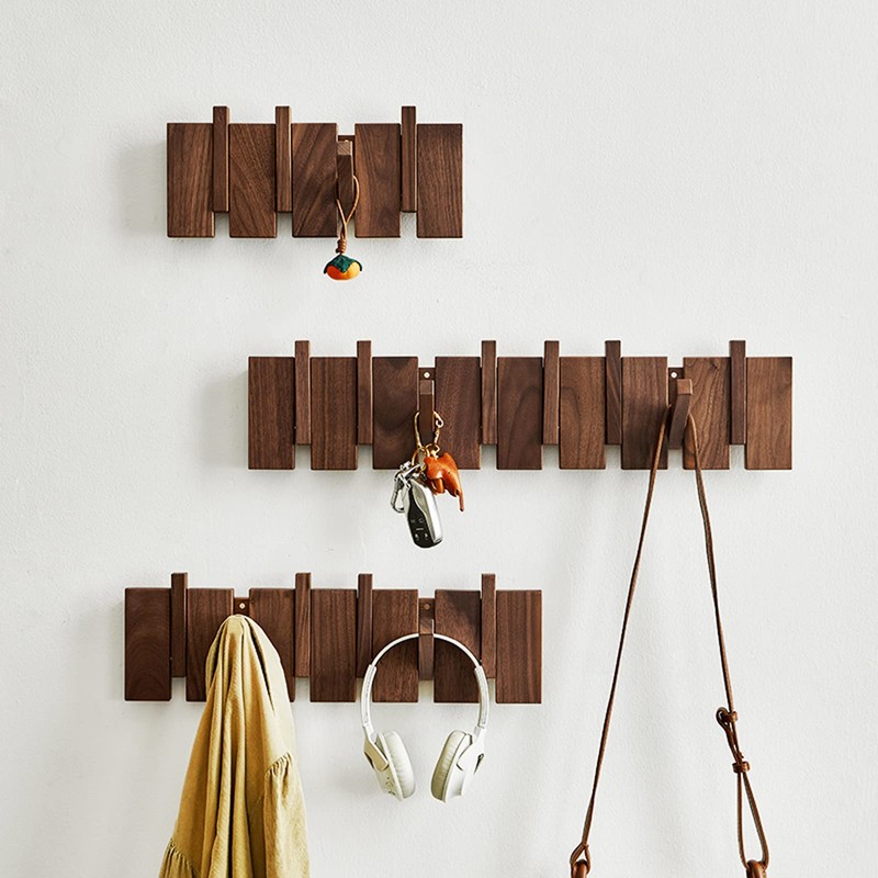 QUELLANCE Wooden Coat Hooks Wall Mounted, Coat Rack Hanger Wall