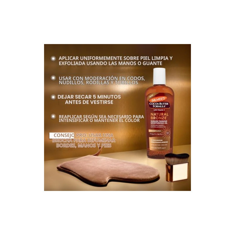 Palmers Cocoa Butter Formula Natural Bronze, Aceite Corporal Autobronceador Humectante,