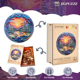 Wooden Puzzles for Adults,Colored Sunset Puzzles (Colored Sunset, Royal)