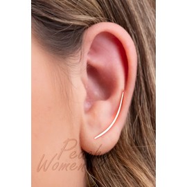 925 Sterling Silver Ear Climbers Pair For Ear - Cute Ear Crawlers Single Piercing Long Ear Jewelry - 20 Gauge Ear Piercing