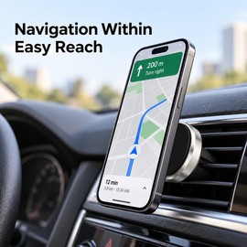 Magnetic Car Phone Mount for Air Vents – Compact Metal Phone Holder for Easy Smartphone Access While Driving