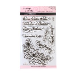 Stamp Simply Winter Poinsettia Floral Cluster 4x6 Inch Sheet