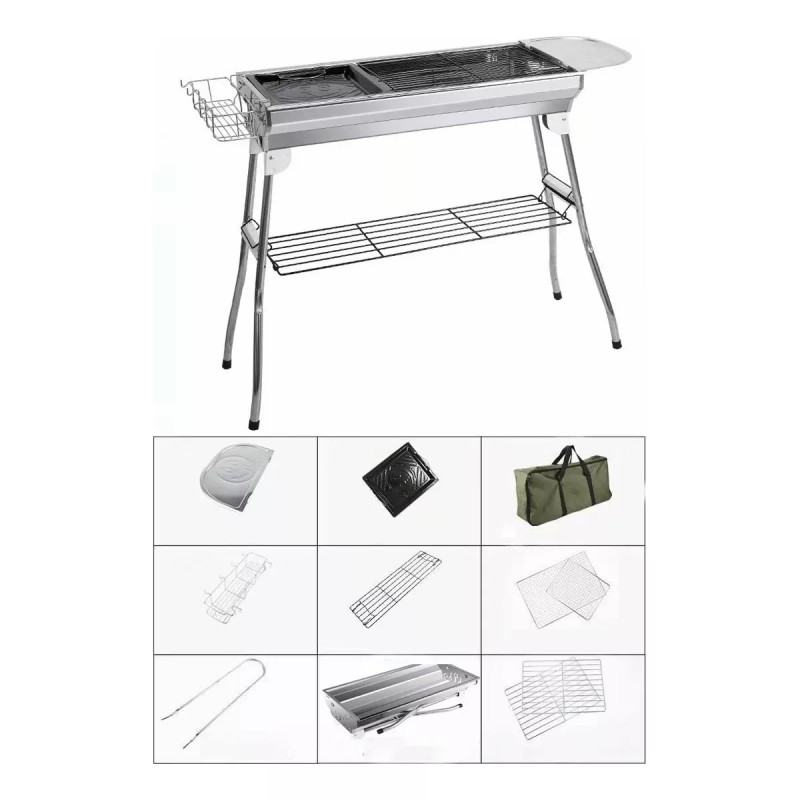 cestbella Asador Acero Inoxidable De Plegable Con Bolsa Almacenamiento