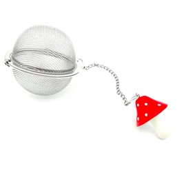 Cute Tea Infuser, Mushroom Pendant Tea Ball Tea Filter Cute Stainless Steel Ball Mesh Strainer for Loose Tea and Spices & Seasonings (Red Mushroom)