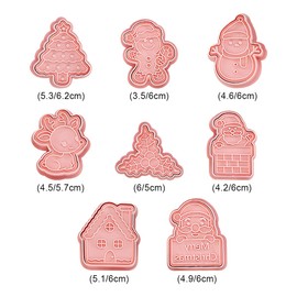 Jagowa 8PCS Christmas Cookie Cutter Set Christmas Decoration Snowflake Christmas Tree Reindeer Santa Claus Snowman for Christmas Baking(Style B)