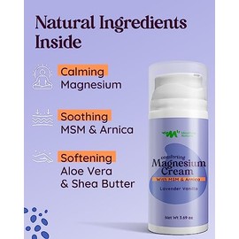 La frmula nica de la crema de magnesio natural Mindfully contiene magnesio calmante, MSM conocido por ayudar al cuerpo a equilibrar su respuesta a la 