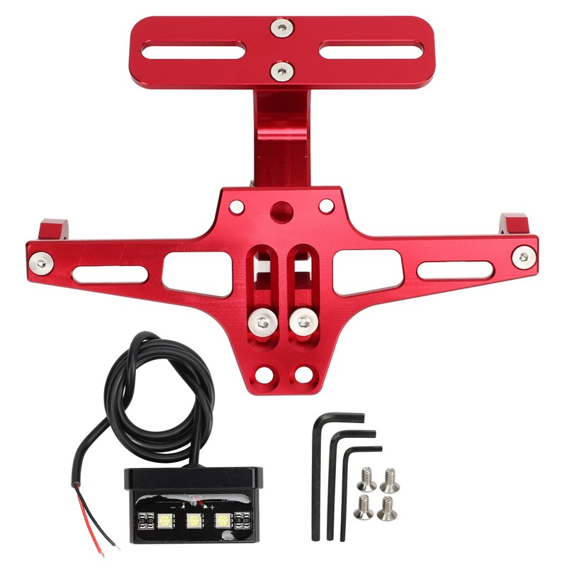 Motorcycle License Plate Mount Adjustable License Plate Holder with Taillight
