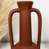 Tall Brown Vase Urn Double Handle Terracotta Roman Ceramic Flower