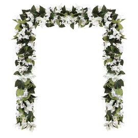 Paquete de 4 guirnaldas de flores artificiales de buganvilia de 2.2 m, hechas de seda sintética, buganvilias falsas para decoración de arco de boda, mesa, hogar, jardín, pared (blancas)