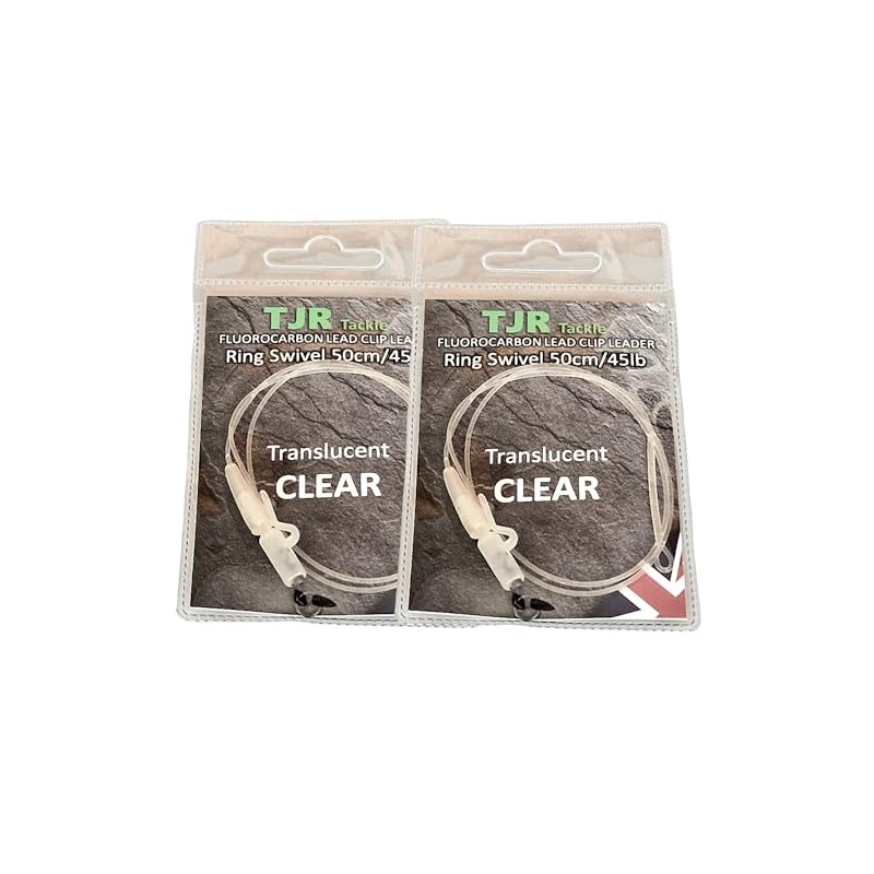 Twin pack 50cm fluorocarbon carp Leaders Carp safety lead Clips