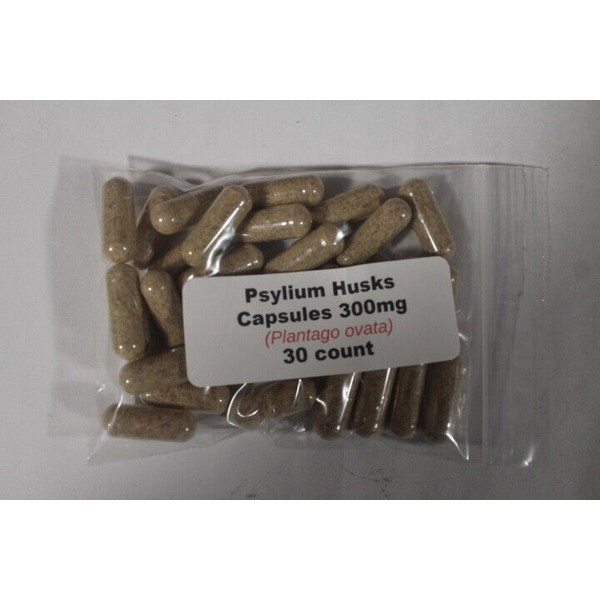 Psyllium Seed Husk Capsules (Plantago ovata) 610mg - 30 count