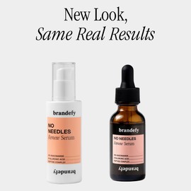 Brandefy No Needles - Niacinamide Serum, Peptides and Hyaluronic Acid. Hydrating & Plumping Serum for Bright, Smooth, Firm & Dewy Skin, 1oz, Made In The US