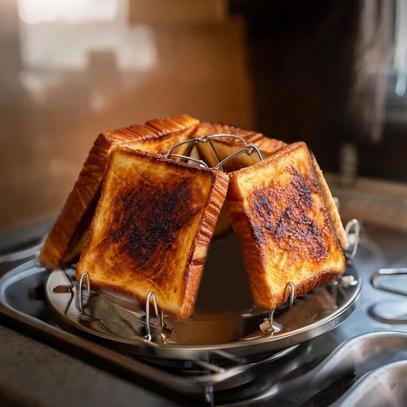 Rondauno Camp Stove Toaster Outdoor, Foldable Toaster for Camping