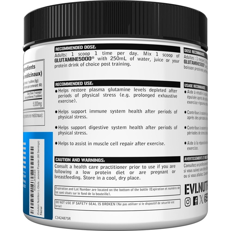 Evlution Evlution Nutrition Glutamine5000-5g Pure L-Glutamine Per Serving - Helps