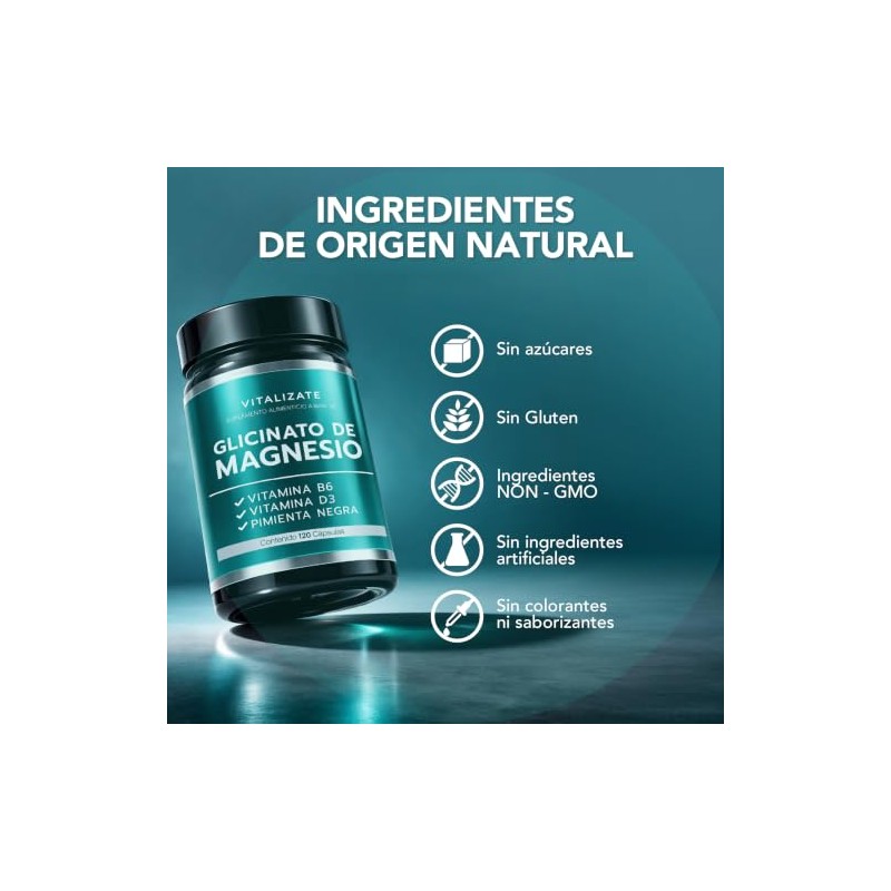 Glicinato Magnesio 2700 Por Porción 378 Elemental Fórmula Quelada Pimienta