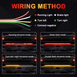 KaiDengZhe Arrow 48 Inch 432LED Truck Tailgate Light Bar Strip RED Brake Sequential Amber Turn Signal Lights Double Flashing Light Tail Light Bar for Pickup Trailer SUV RV Van-1PCS