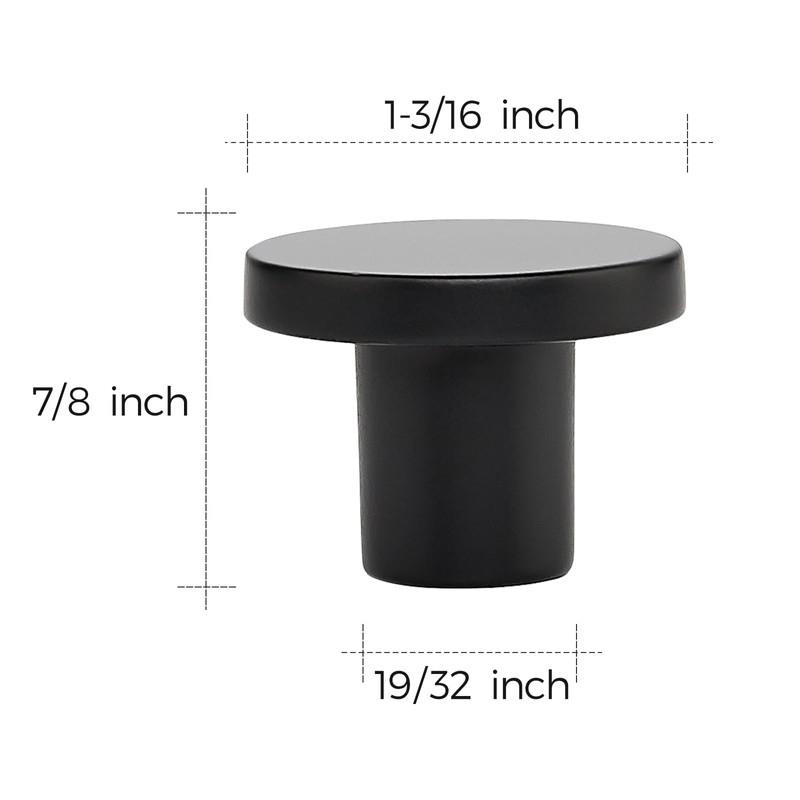 Ravinte 25 Pack Matte Black Round Cabinet Knobs Solid Dresser