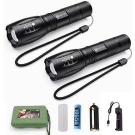 E T EASYTAO - Linterna Led Recargable, Lámpara XML-T6 Herramienta para Visión Nocturna, Lámpara Linterna Portátil 1600 Lúmenes, Lámparas con 5 Modos de Luz