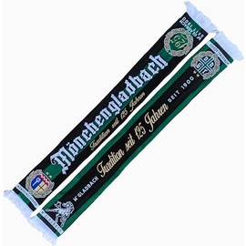 Generisch Mönchengladbach Anniversary Scarf - 125 Years of Tradition - Knitted Scarf, Extra Soft Quality, Green, white, black, gold, red, blue