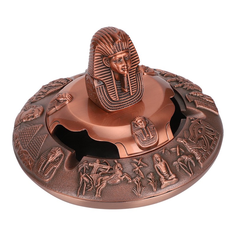 Metal Ashtray with Cover Retro Zinc Alloy Crafts Innovative Ornaments