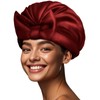 Waterproof Reusable Double Layer Shower Cap with Elastic Strap Red