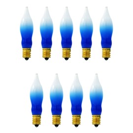 The Dreidel Company Menorah Bulbs, 9 Blue & White Electric Menorah Flame Shaped Replacement Bulbs, 4 watts