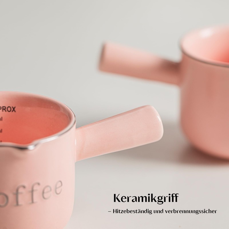 INSETLAN Pink Ceramic Espresso Measuring Cups, Set of 2, 90