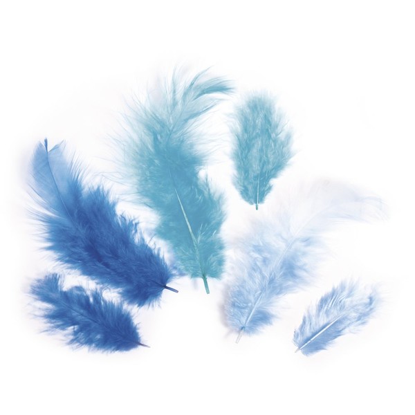 Rayher 8511710 Feather Mix, 3-10 cm, 10 g, Blue Tones