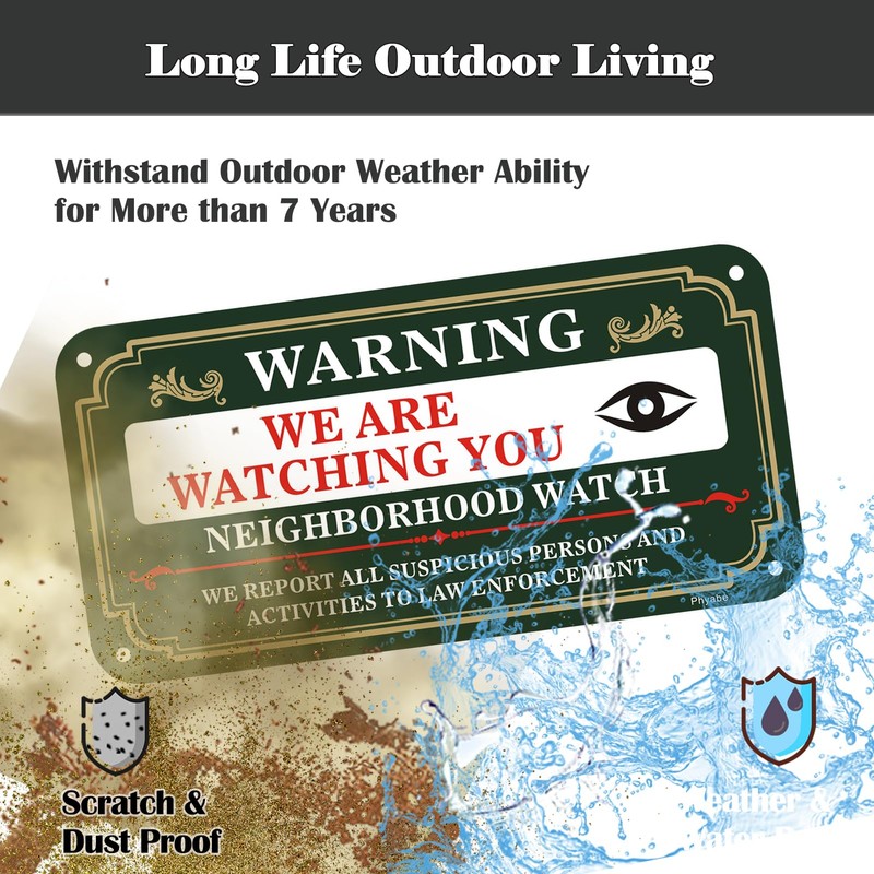 Phyabe 2 Pack Neighborhood Watch Sign, We Are Watching You,