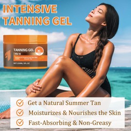 Intensive Tanning Gel - Tanning Lotion - Tanning Accelerator for Outdoor Sun - Non-Greasy Tanning Cream with Carrot and Coconut Oil - Moisturizing & Hydrating Beach Vacation Essentials