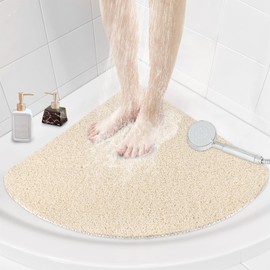 Corner Shower Mat Non Slip: 60 x 60 cm Loofah Shower Mats for Inside Shower - Quadrant Shower Tray Matt Anti Mould for Elderly
