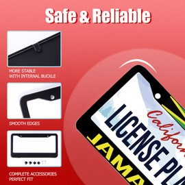 Personalise Jamaican Flag Jamaica License Plate Frames Car Universal Accessories Stainless Steel License Plate Cars Decor with Screw Caps Fits Standard US Vehicles Size 12.2 x 6 Men Wome