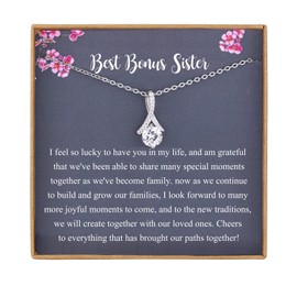 Bonus Sister Necklace Gifts for Sister in Law,925 Sterling Silver, Unbiological Sister Gift from Sister