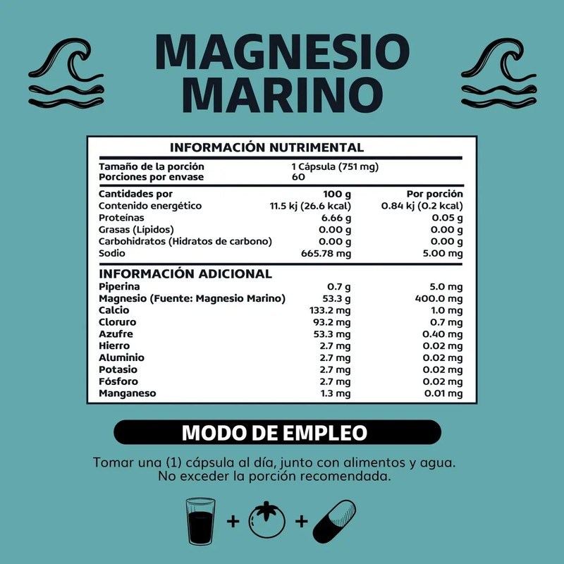 Beyond Vitamins Magnesio Marino Natural Simag - Potenciado Con Piperina
